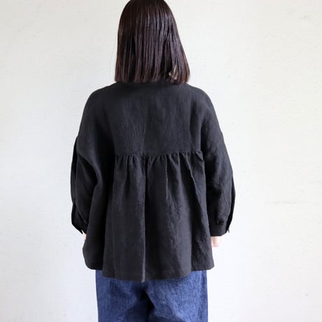 **またまたまた再入荷** LinenYa リネンヤ　リネンスタンドカラーブラウス　#ブラック、ベージュ、ネイビー、チャコール、ホワイト、グレー