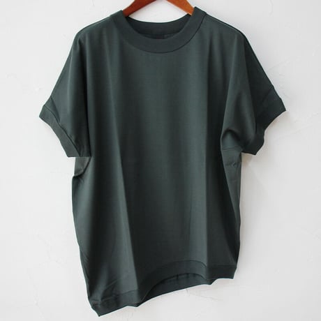 TRAVAUL MANUEL トラバイユマニュアル  ギザ天竺バインダーアシメTシャツ　#ダークグリーン、サンド