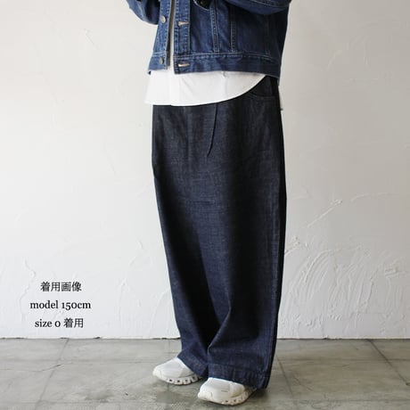 **再入荷** atelier naruse アトリエナルセ　コットンデニムタックパンツ　cotton denim tuck pants　#インディゴ