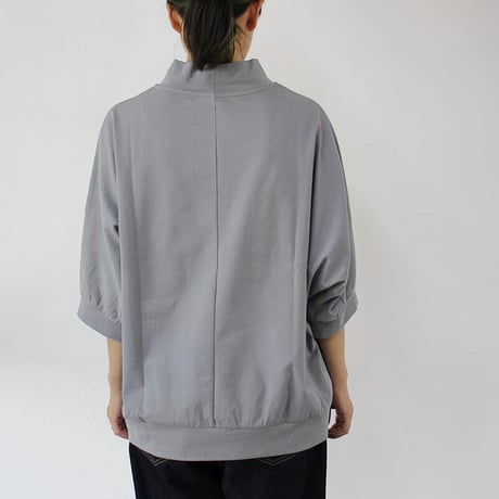 **またまた再入荷** Linenya リネンヤ　5分袖モックネックプルオーバー　#杢グレー、グレー、チャコール