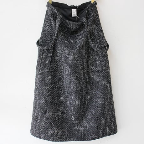 **再入荷** KHA:KI カーキ　TWEED CARGO SKIRT ツイードカーゴスカート　#ブラック　【送料無料】