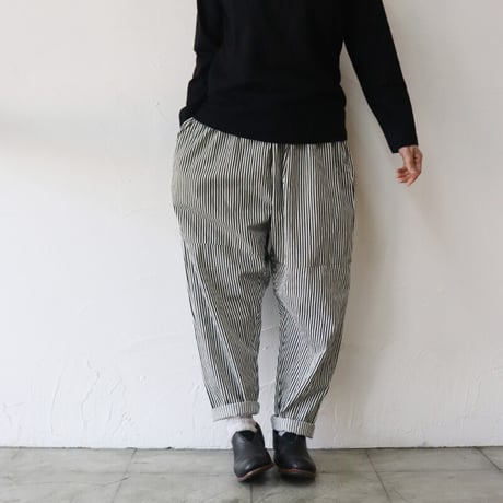 **またまた再入荷** homspun ホームスパン　6ozヒッコリーギャザーパンツ　#太ストライプ　【送料無料】