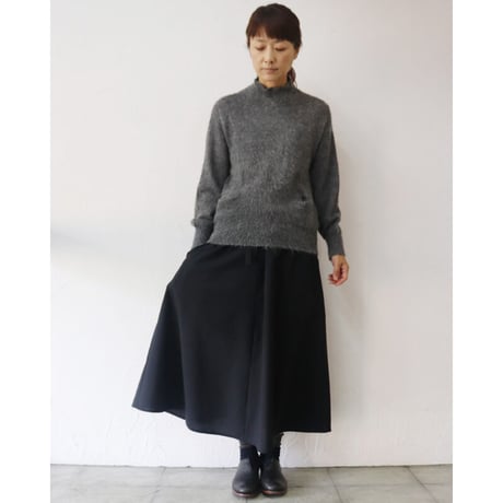 homspun ホームスパン　ウールトロピカルクロス裏付きフレアースカート　#グレー、ブラック