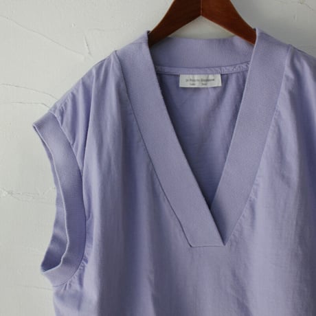 ARTE POVERA アルテポーヴェラ　製品染め16/-ムライト天竺Vネックベスト　#黒、レモン、ラベンダー
