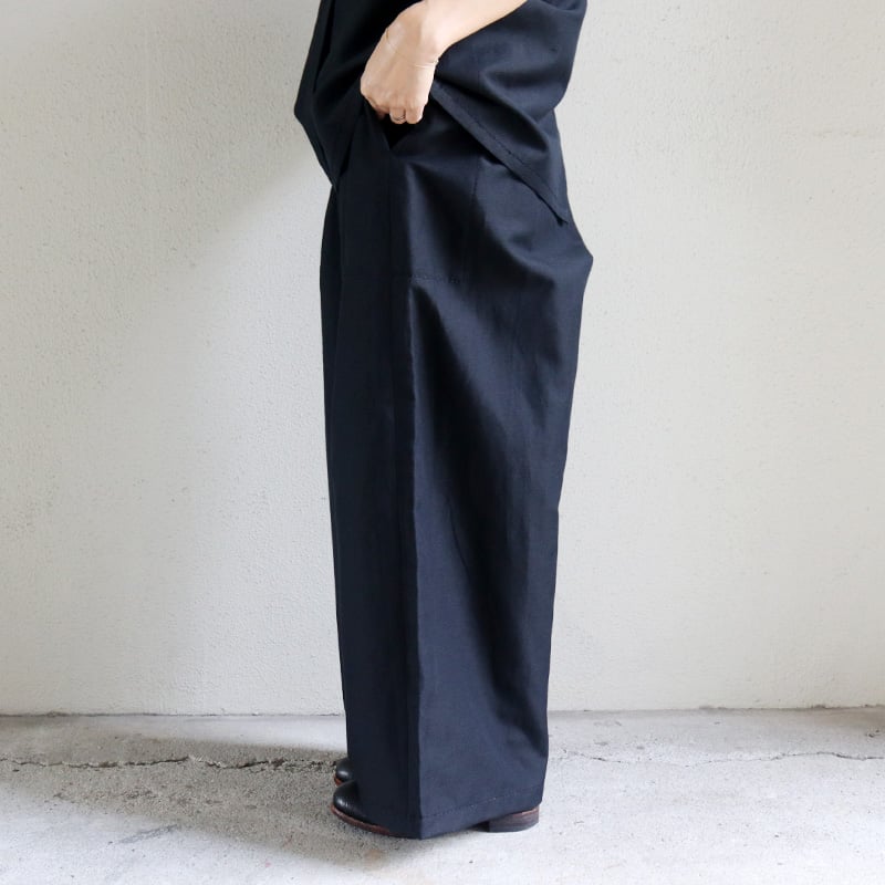 再入荷**homspun ホームスパン W/Lワイドギャザーパンツ #ダーク 