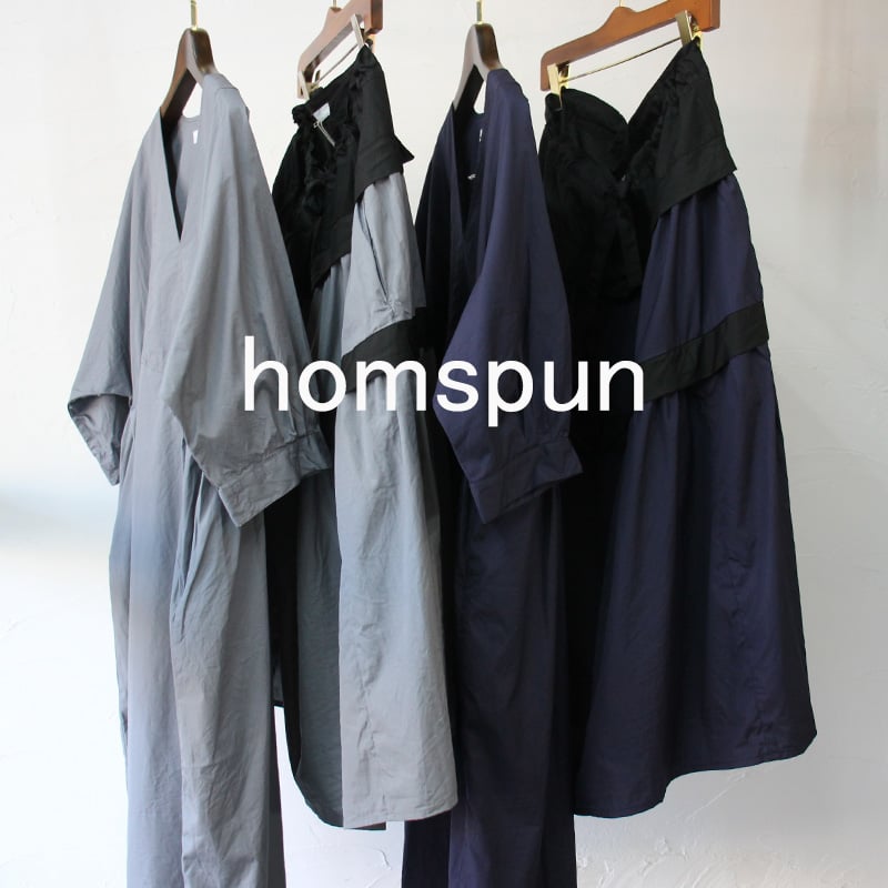 homspun ホームスパン 100/2ブロード七分袖ワンピース #グレー