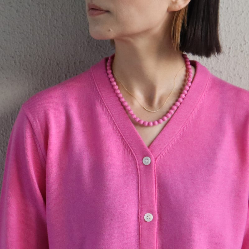 [みこ]『新品』homspun ホームスパン　梳毛カーディガン homspun ホームスパン 梳毛12Gカーディガン #ピンク、レッド、ブラック