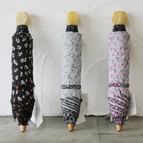 **再入荷**homspun ホームスパン　ダンプ小花プリント晴雨兼用折り畳み傘　#スミクロ、ブルー、ブラック