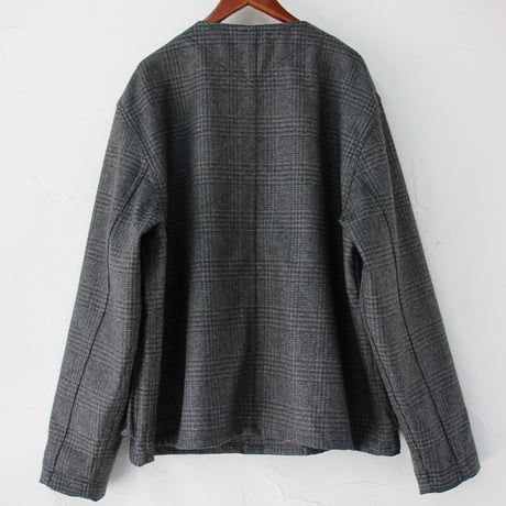 SPELLBOUND スペルバウンド　ウールチェックノーカラージャケット　#チャコール　【送料無料】