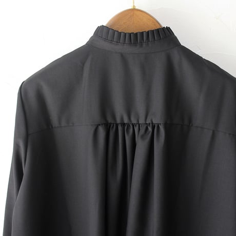 **再入荷** amne アンヌ　GABARDINE frilled blouse　ギャバジンフリルブラウス　#ブラック