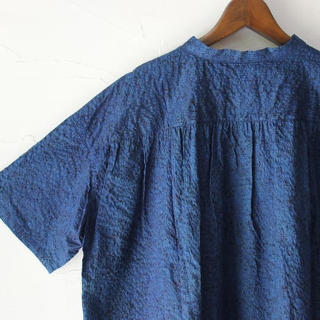 **またまた再入荷** Linenya リネンヤ　HOKKOH LIBERTY バンドカラー半袖シャツ　#インディゴ、ダークインディゴ　【送料無料】