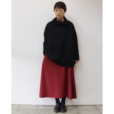 **再入荷** Linenya リネンヤ　ウールボリュームネックプルオーバー　#ブラック　【送料無料】