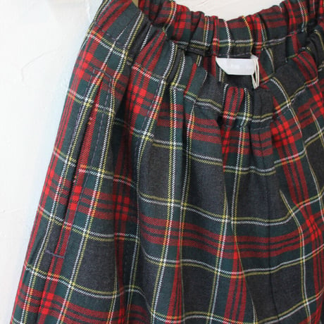 **またまた再入荷** homspun ホームスパン　ウールタータンギャザーパンツ　#ベージュｘサックス、チャコールグレーｘレッド