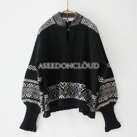 ASEEDONCLOUD アシードンクラウド　Seiyako jacquard blouse # black 【送料無料】