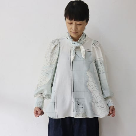 ASEEDONCLOUD アシードンクラウド　Hiraeth map print Zephyros scarf tunic #Pale blue 【送料無料】