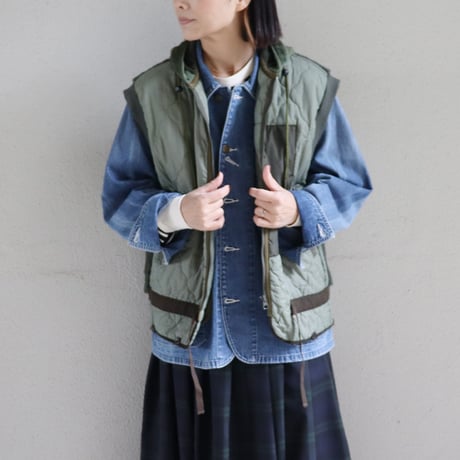 ARTE POVERA アルテポーヴェラ　チェコキルトRE-ARMEE MIXフードベスト　#オリーブMIX　【送料無料】