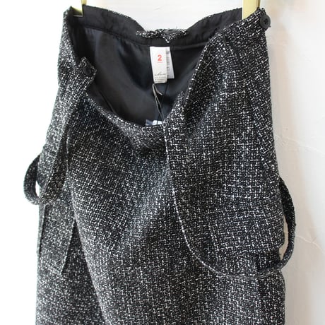 **再入荷** KHA:KI カーキ　TWEED CARGO SKIRT ツイードカーゴスカート　#ブラック　【送料無料】
