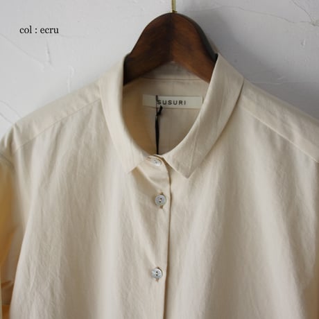 SUSURI ススリ　ボタニストシャツ　#ecru , greenish black 【送料無料】