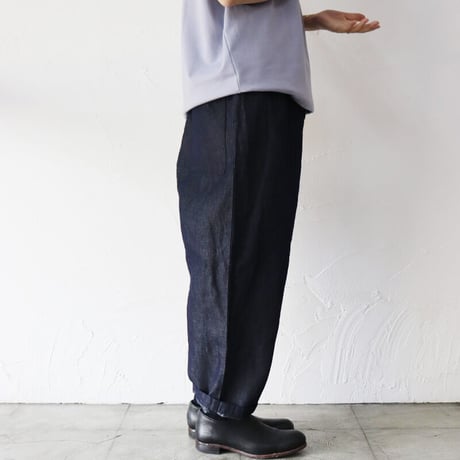 **またまた再入荷** TRAVAIL MANUEL トラバイユマニュアル  綿麻デニムスラントリボンパンツ　#デニム　【送料無料】