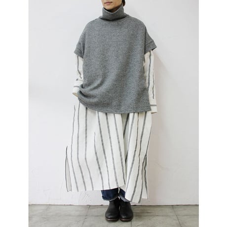 **TOPネイビーのみ再入荷** LinenYa リネンヤ　ハイネックニットベスト　#TOPネイビー、ネイビー、ブラウン　【送料無料】