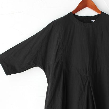 homspun ホームスパン　C/Lウェザーヨーク切替七分袖ワンピース　#ネイビー、ブラック