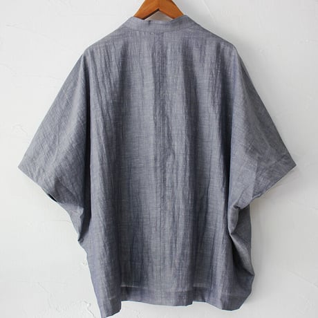 **再々入荷** Linenya リネンヤ　コットンリネンシャンブレーヘンリーネックブラウス　#ブルー、ネイビー　【送料無料】