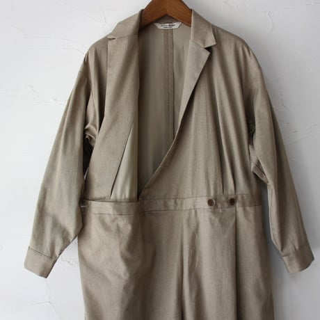 atelier naruse アトリエナルセ　コットンカシュクールジャンプスーツ　cotton cache-coeur jumpsuit　#ベイジュ、ブラック