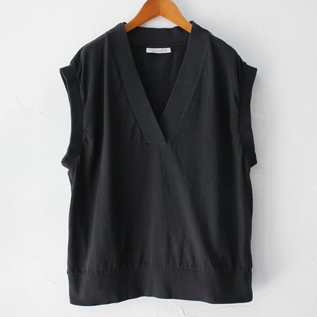 ARTE POVERA アルテポーヴェラ　製品染め16/-ムライト天竺Vネックベスト　#黒、レモン、ラベンダー