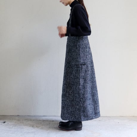 **再入荷** KHA:KI カーキ　TWEED CARGO SKIRT ツイードカーゴスカート　#ブラック　【送料無料】
