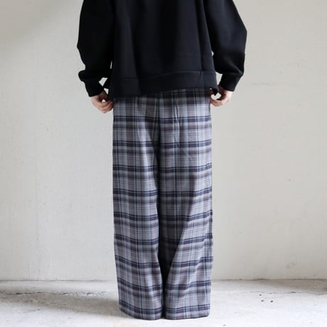 TRAVAIL MANUEL トラバイユマニュアル　トロチェック2タックワイドパンツ　#グレー、ネイビー