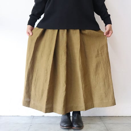 **またまた再入荷** Linenya リネンヤ　リネンタックスカート　＃キャメルブラウン、ブラック