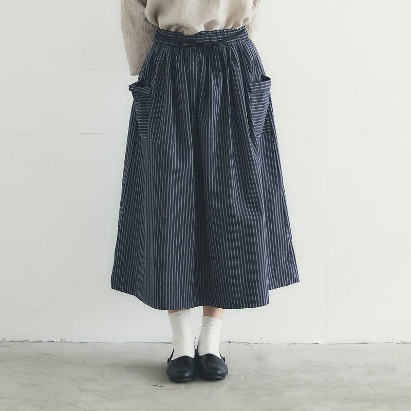 MAGALI マガリ ストライプロングスカート #ホワイト、ネイビー