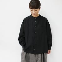 **またまた再入荷** Linenya リネンヤ　リネンバンドカラー長袖シャツ　#ホワイト、アイボリー、グレー、ブラック　【送料無料】