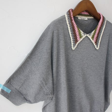 atelier naruse アトリエナルセ　cotton crochet collar knit　コットン クロシェカラー 半袖ニット