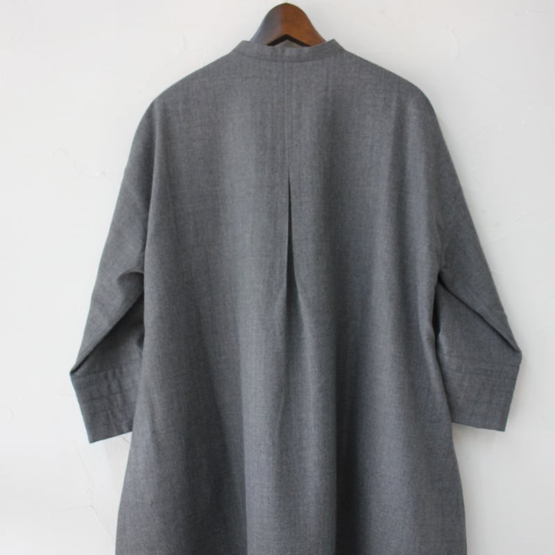 LinenYa リネンヤ ウールバンドカラーワンピース #ネイビー、グレー