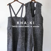 **再入荷** KAH:KI カーキ TWEED OVERALLS ツイードオーバーオール　#ブラック　【送料無料】