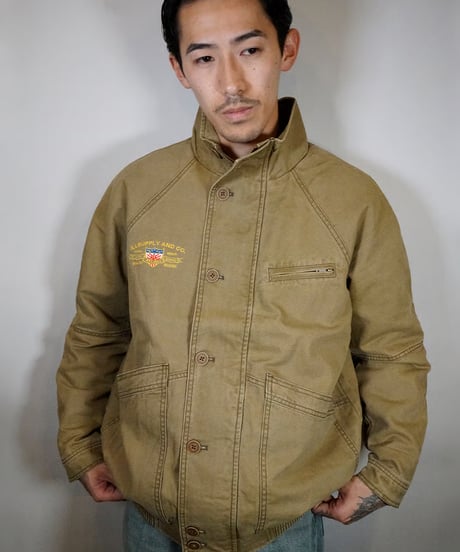 CITY LOGO BOMBER CANVAS JACKET / OLIVE