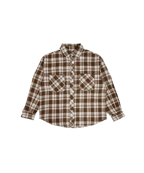 LONG SLEEVES PLAID BUTTON SHIRT / BROWN