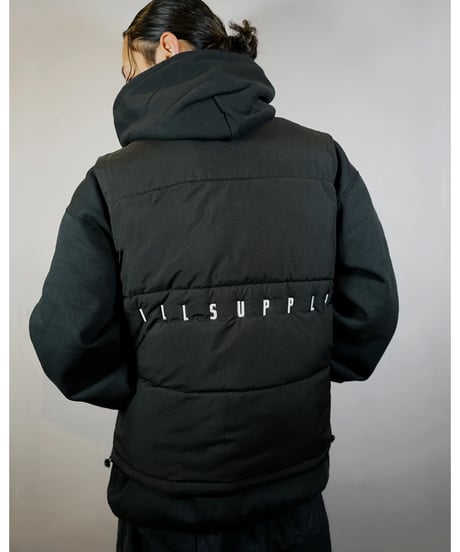 BACK EMBROIDERED DOWN VEST / BLACK