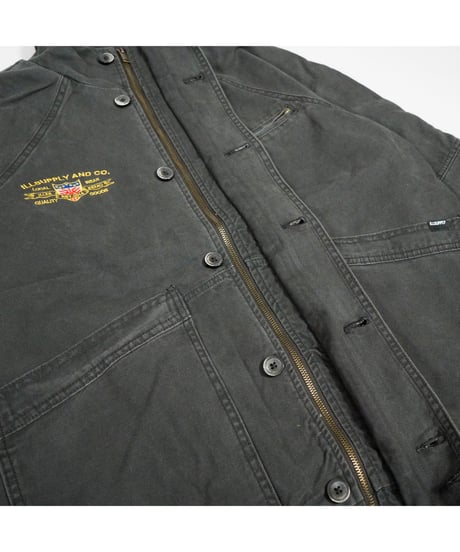 CITY LOGO BOMBER CANVAS JACKET / BLACK