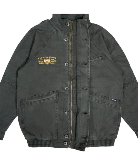 CITY LOGO BOMBER CANVAS JACKET / BLACK