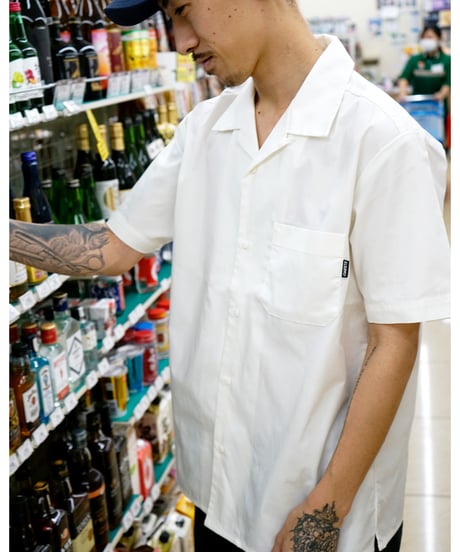 OPEN COLLAR BUTTON SHIRT / WHITE