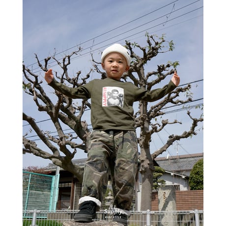 SMILE BOXER KIDS LONG TEE / OLIVE