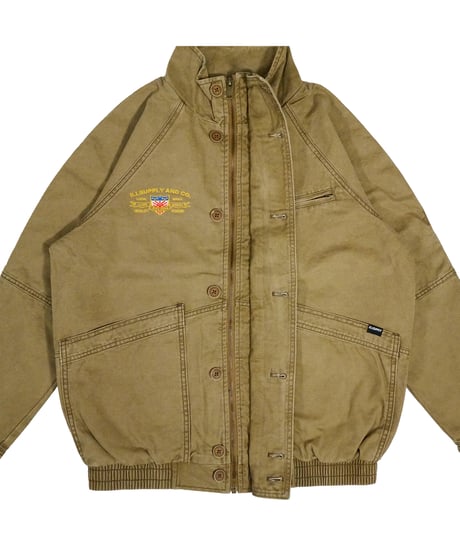 CITY LOGO BOMBER CANVAS JACKET / OLIVE