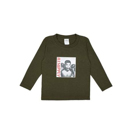 SMILE BOXER KIDS LONG TEE / OLIVE