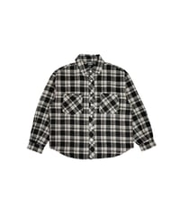 LONG SLEEVES PLAID BUTTON SHIRT / BLACK