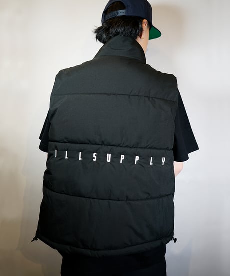 BACK EMBROIDERED DOWN VEST / BLACK