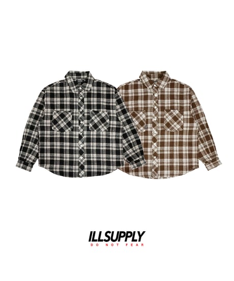 LONG SLEEVES PLAID BUTTON SHIRT / BLACK