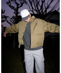 QUILTING NYLON  RELAXED BUTTON JACKET / OLIVE