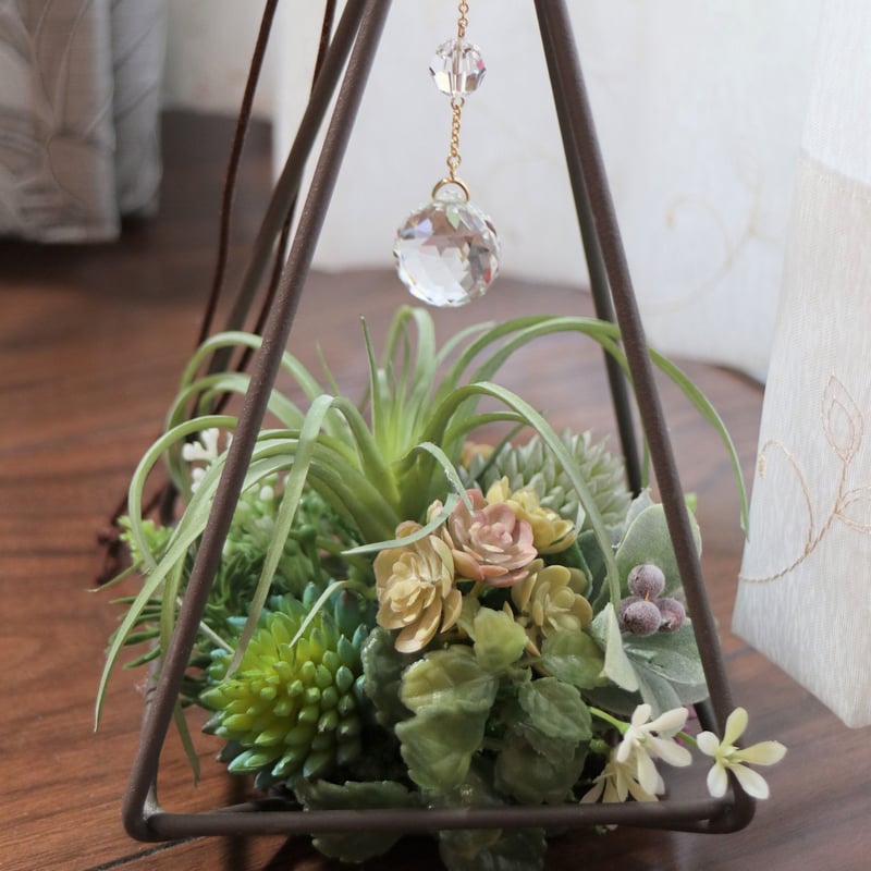 吊り下げ式プランターラック 5個のガラス容器付き☆多肉植物☆エアー